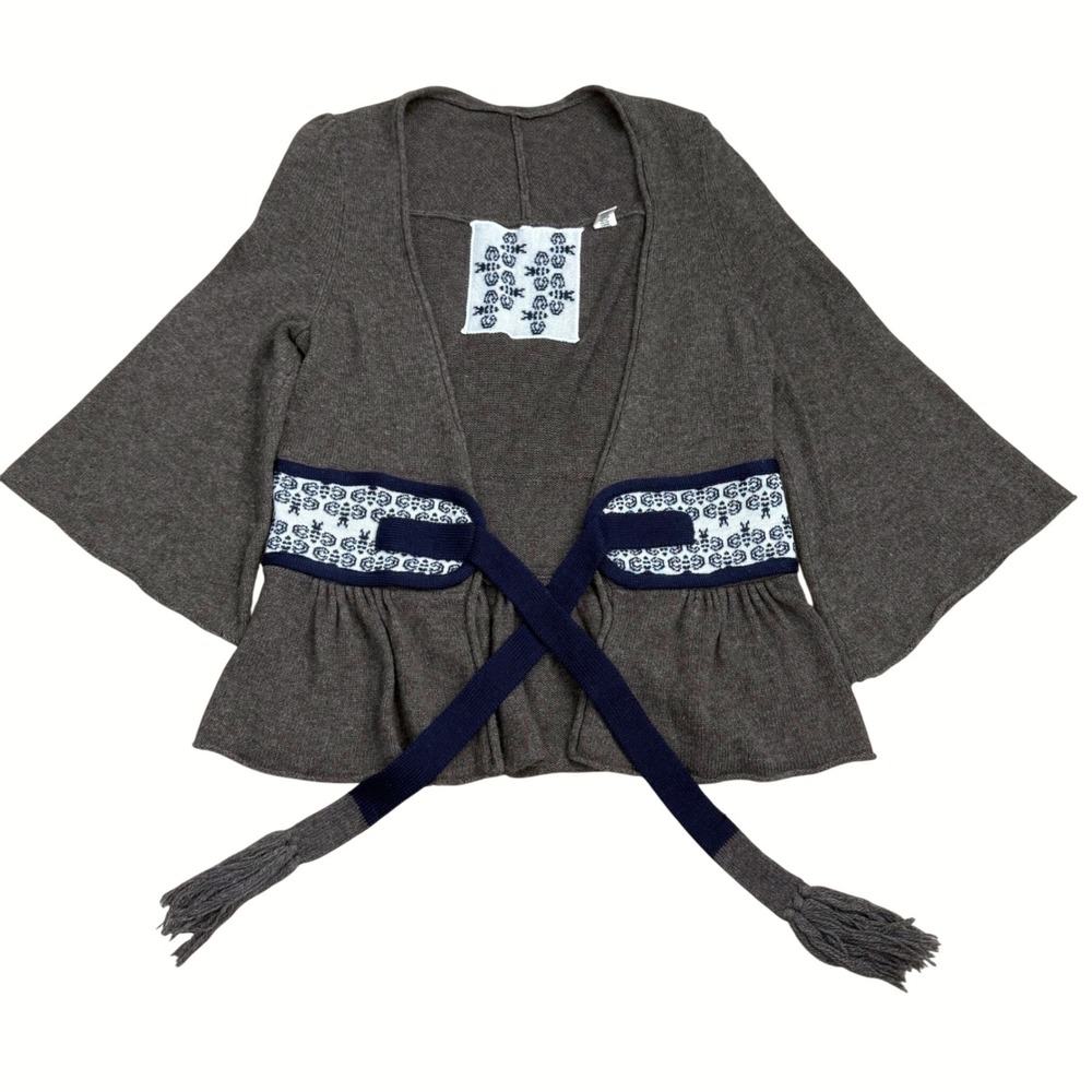 Anthropologie Kimono Wrap Cardigan Women M Brown Wool Blend Knit Boho